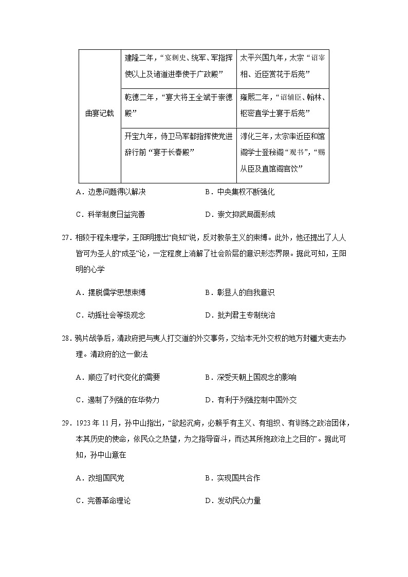 福建省厦门市厦门外国语中学2020届高三考前适应性模拟卷历史试题（二）02