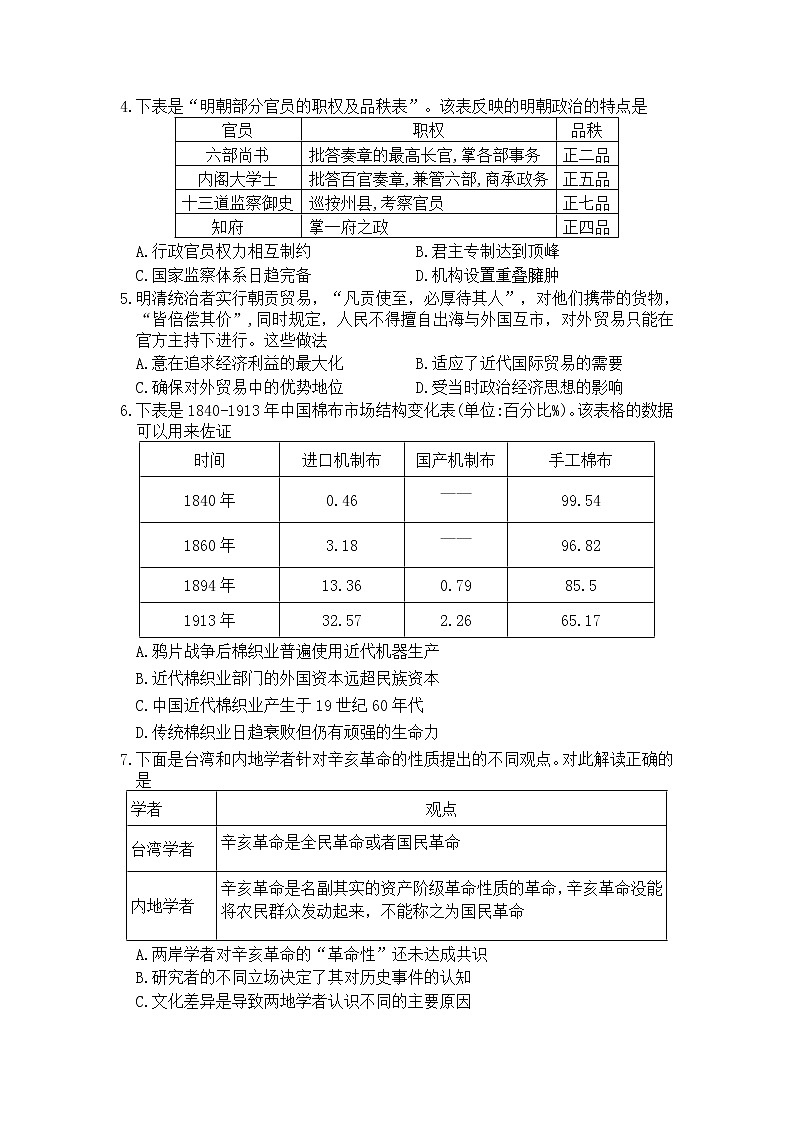 山东省泰安市2020届高三四模历史试题02