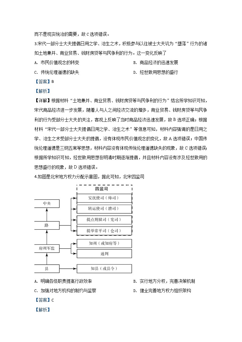 山东省潍坊市2020届高三第三次线上检测历史试题02