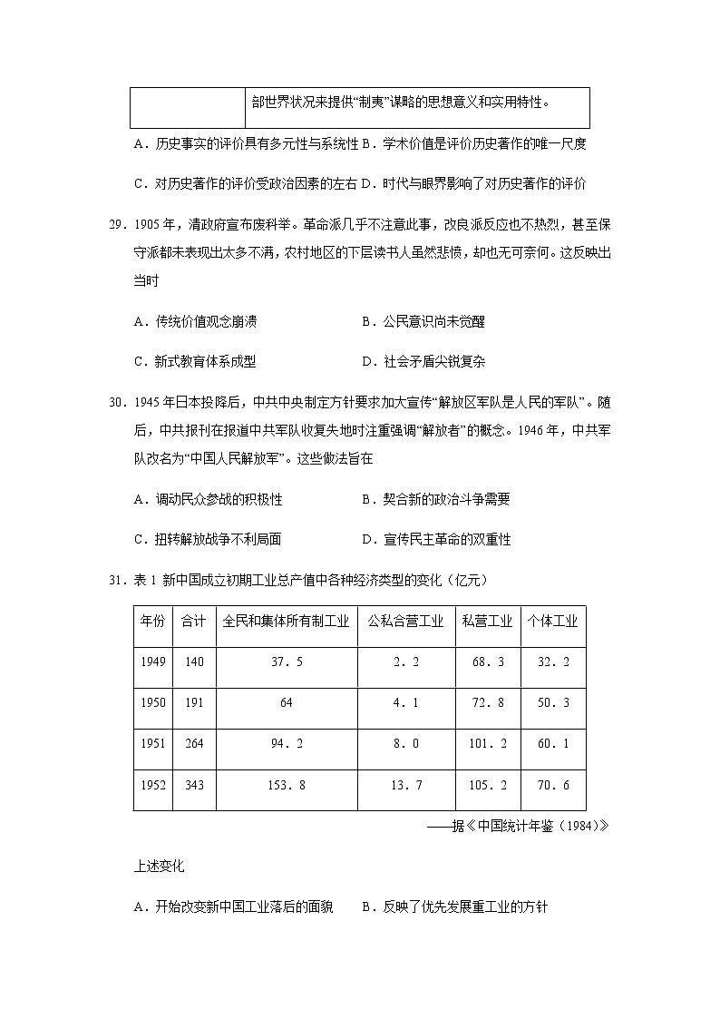 湖北省武汉市武汉二中2020届高三毕业班押题卷历史试题第3页