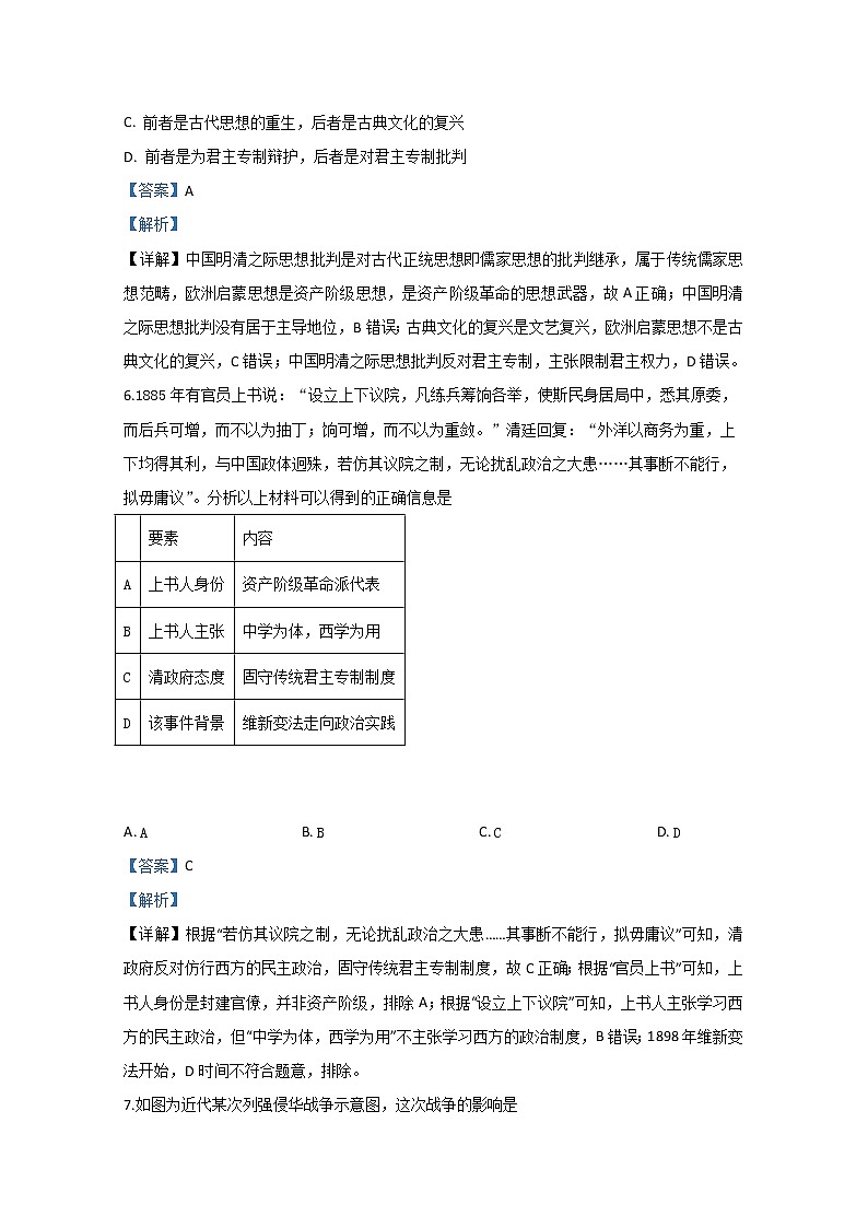 北京市东城区2020届高三下学期综合练习（二）历史试题03