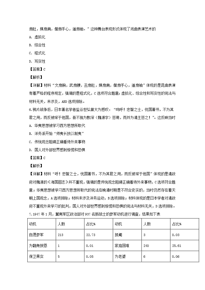 广东省肇庆市2020届高三上学期第一次统一检测文科综合历史试题03