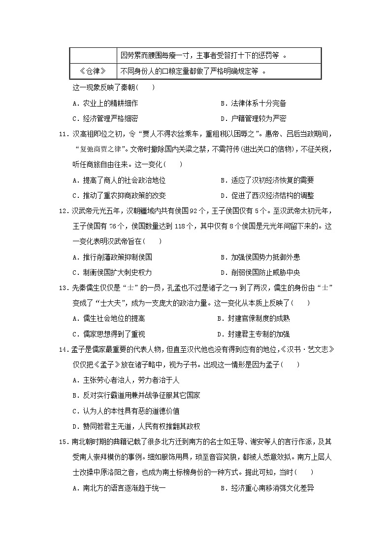 【历史】四川省乐山市十校2019-2020学年高二下学期期中联考试题03