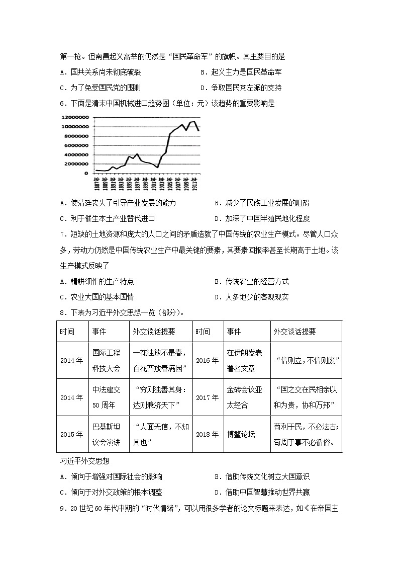 【历史】四川省宜宾市叙州区第二中学校2019-2020学年高二下学期第二次月考试题02