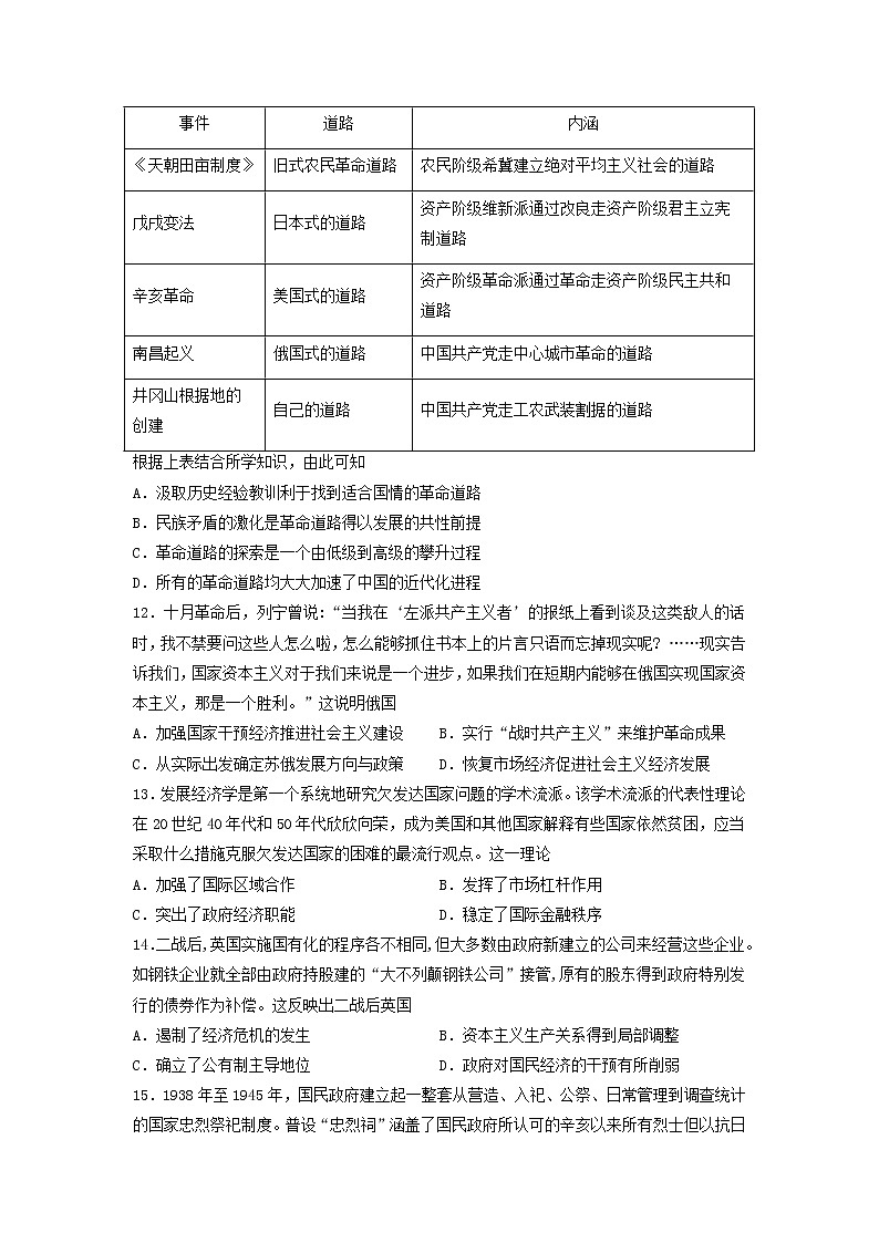 【历史】江西省宜春市上高县第二中学2019-2020学年高二下学期第二次月考（6月）试题03