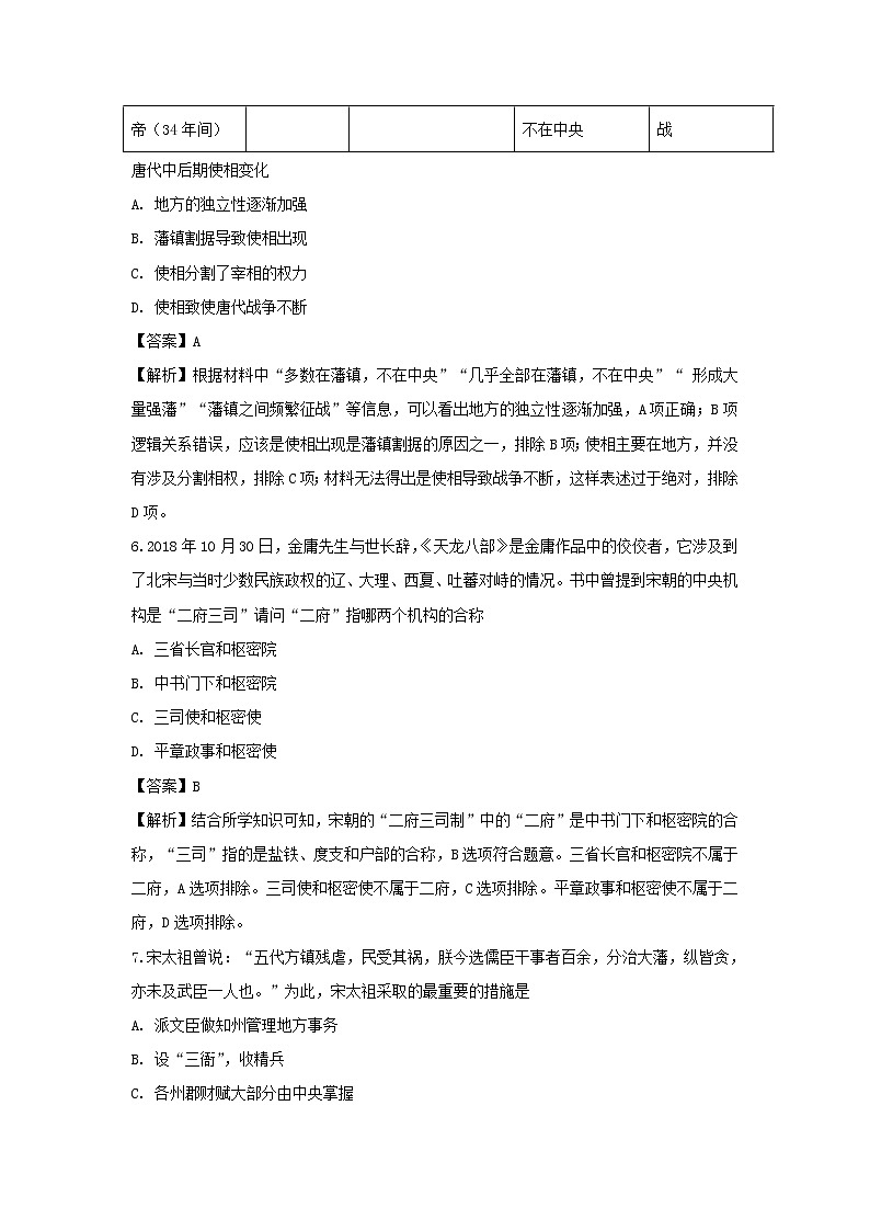 【历史】宁夏石嘴山市第三中学2019-2020学年高二12月月考试题（解析版）03