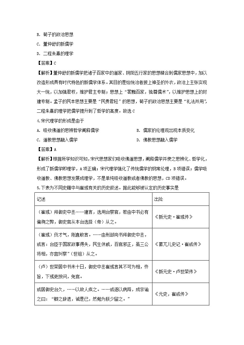 【历史】江西省五校2019-2020学年高二上学期联考试题（解析版）02