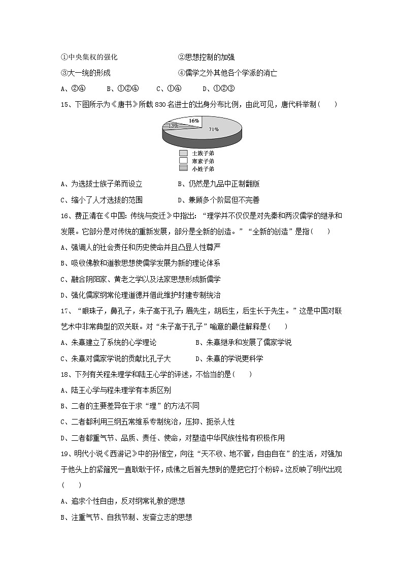 【历史】陕西省咸阳市实验中学2019-2020学年高二上学期第一次月考试卷03