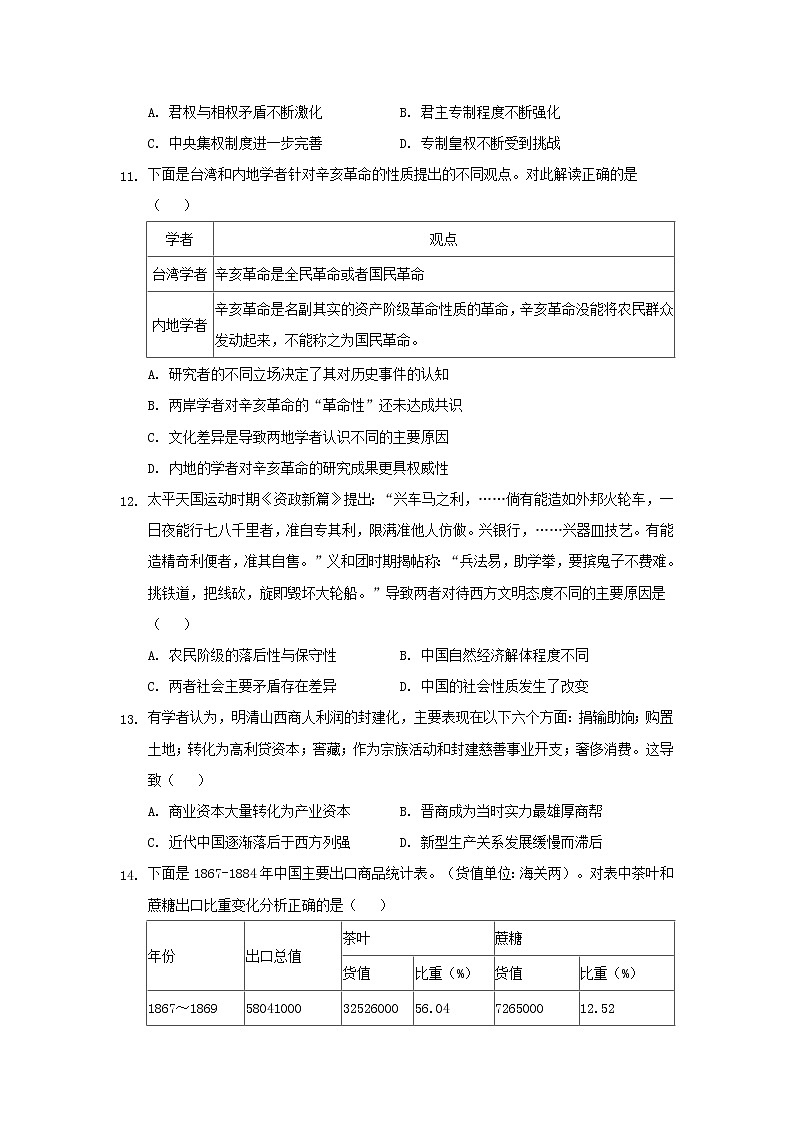【历史】陕西省宝鸡中学2019-2020学年高二下学期期中考试试题03