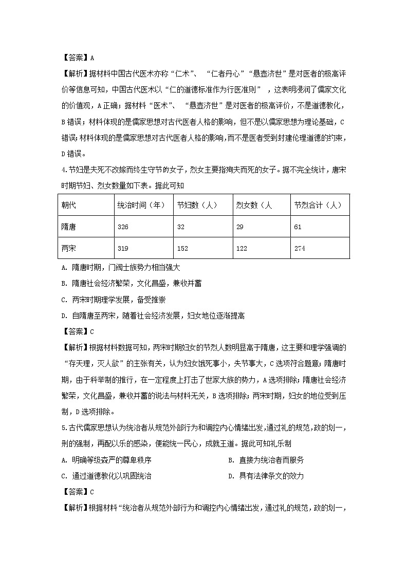【历史】四川省雅安中学2019-2020学年高二上学期期中考试试题（解析版）02