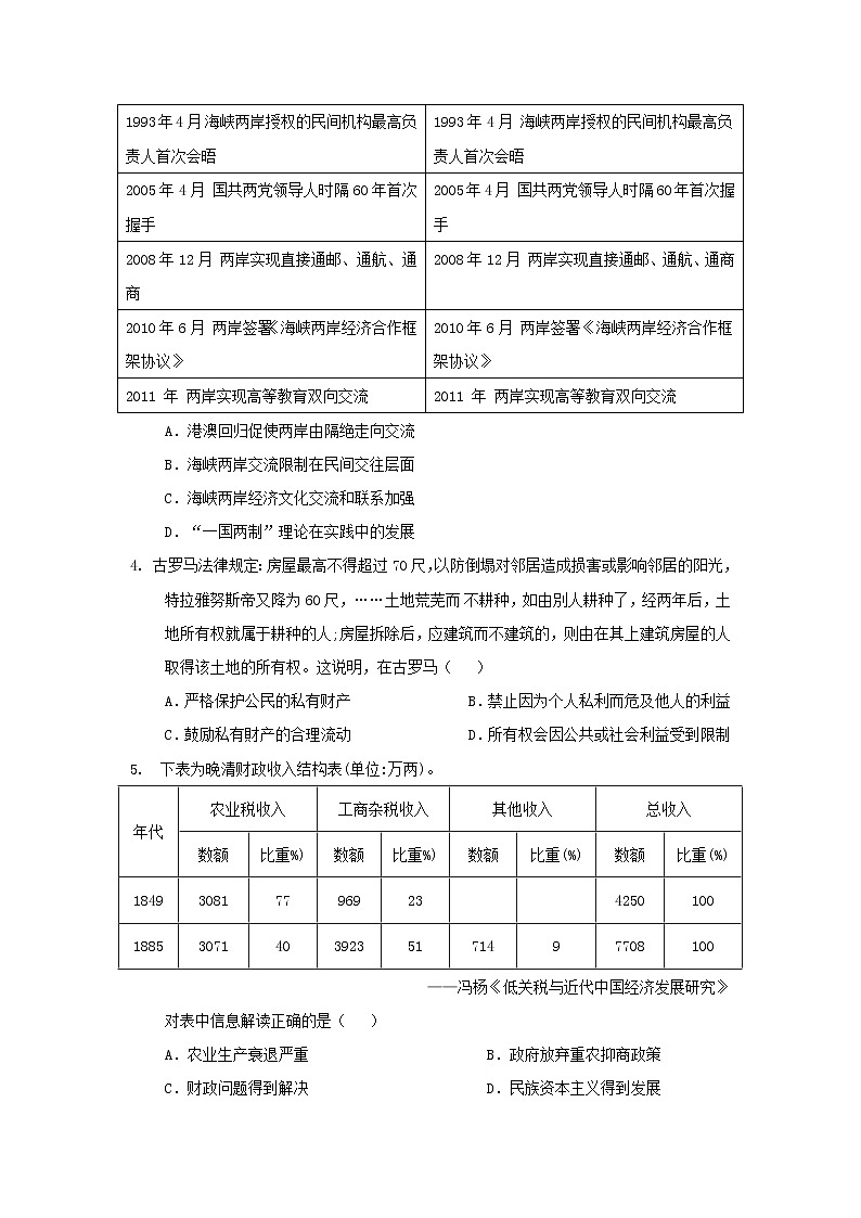 【历史】云南省普洱市景东第一中学2019-2020学年高二上学期期中考试试卷（解析版）02