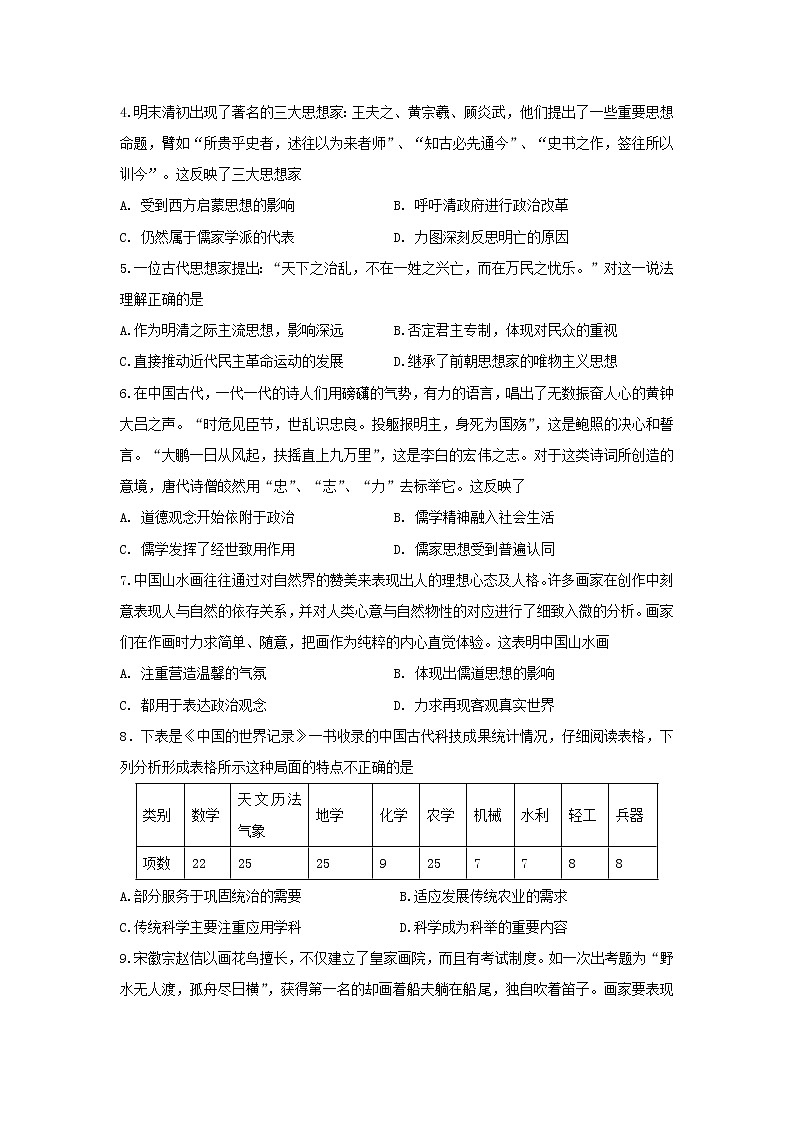 【历史】河南省商丘市第一高级中学2019-2020高二上学期期末考试试卷02