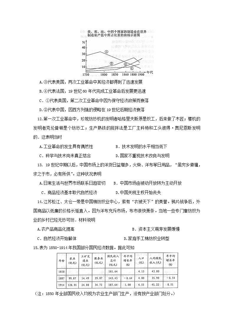 2018-2019学年新疆兵团第二师华山中学高二下学期期中考试历史试题 Word版03