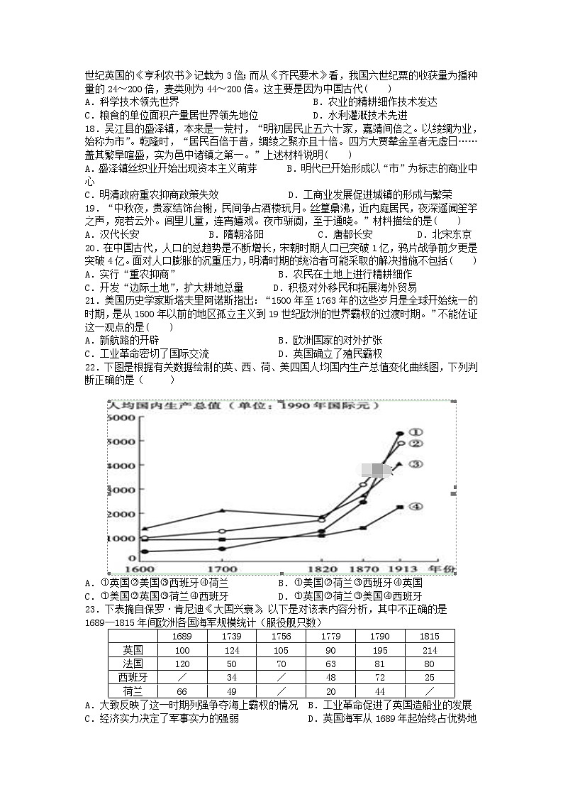 2018-2019学年宁夏长庆高级中学高二下学期期中考试历史试题（Word版）03