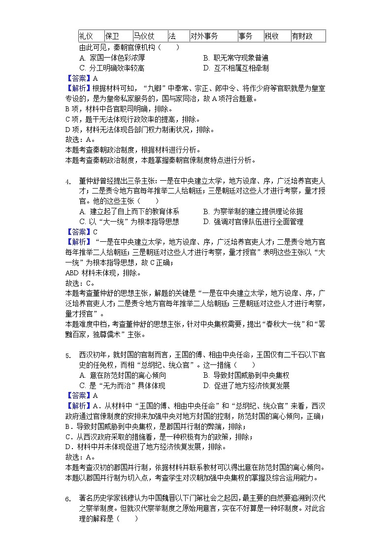 2018-2019学年四川省绵阳市江油中学高二下学期期中历史试题（解析版）第2页