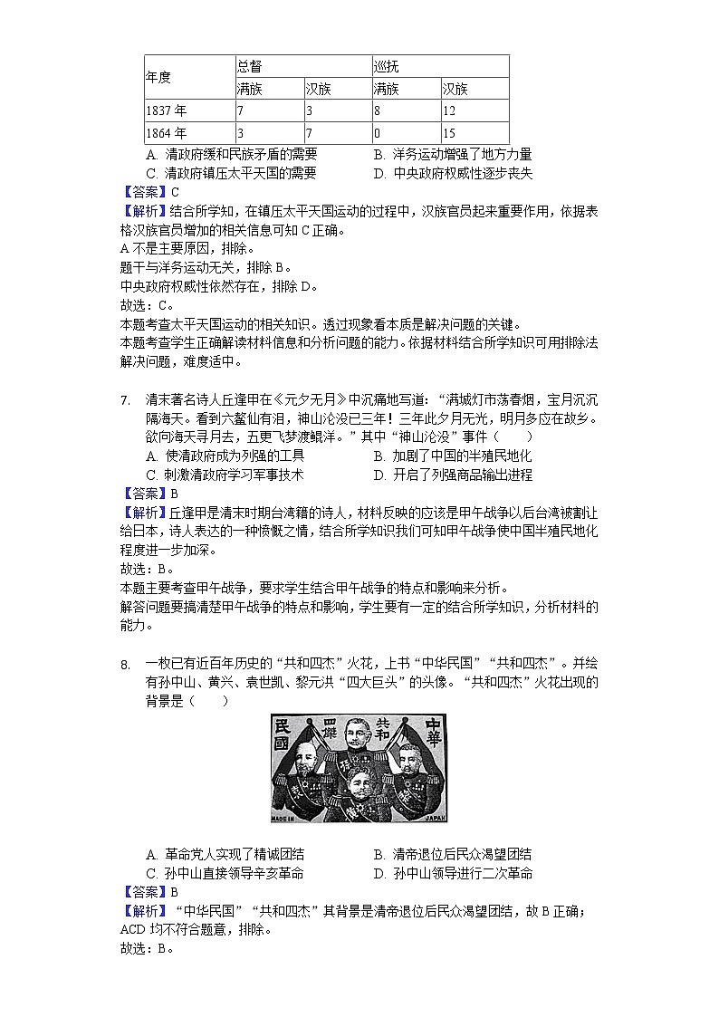 2018-2019学年广东省深圳市高级中学高二下学期期中历史试题（解析版）03