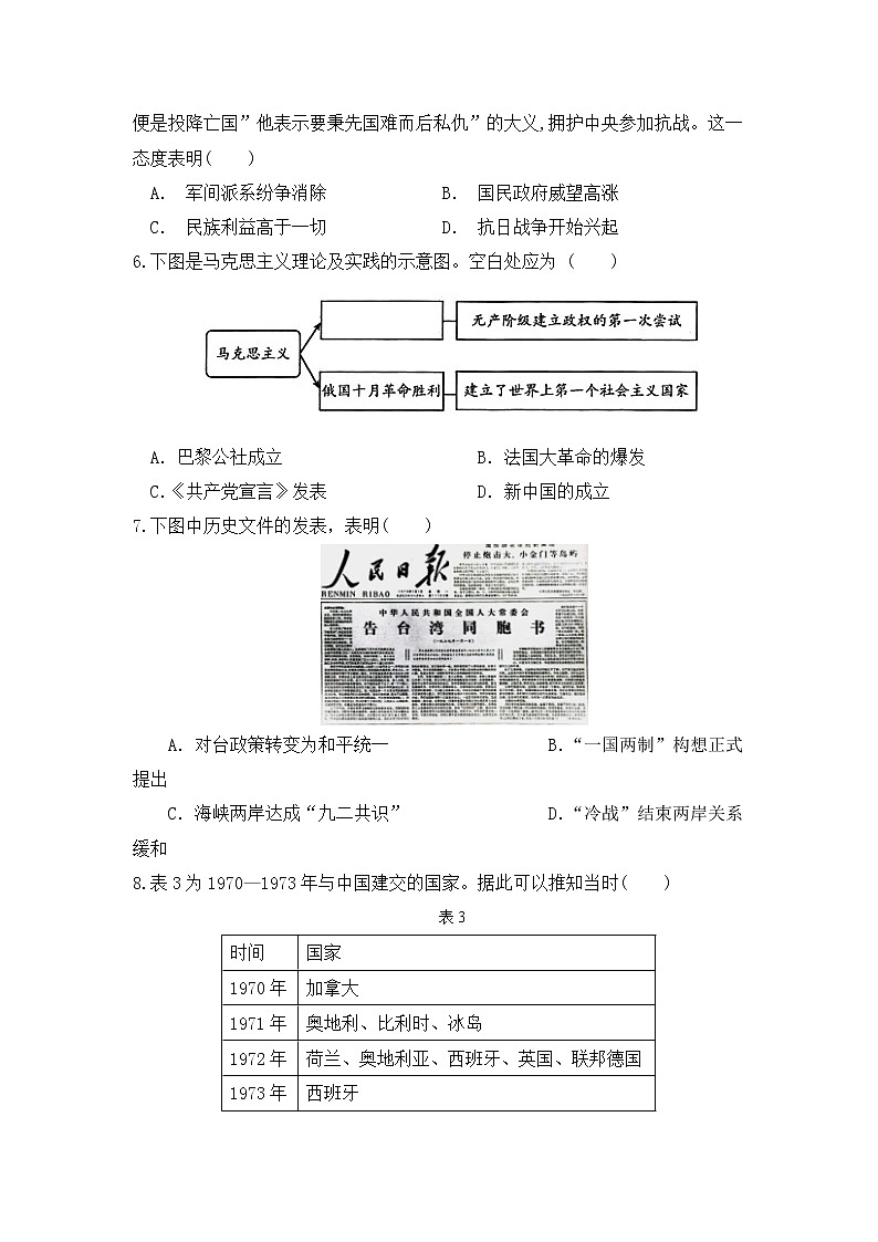 2018-2019学年广西南宁市马山县金伦中学等校“4+N”高中联合体高二上学期期中考试历史试题 Word版02