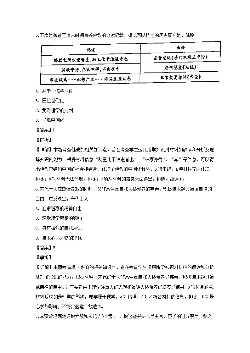2018-2019学年河南省南阳市六校高二上学期期中考试历史试题 解析版03