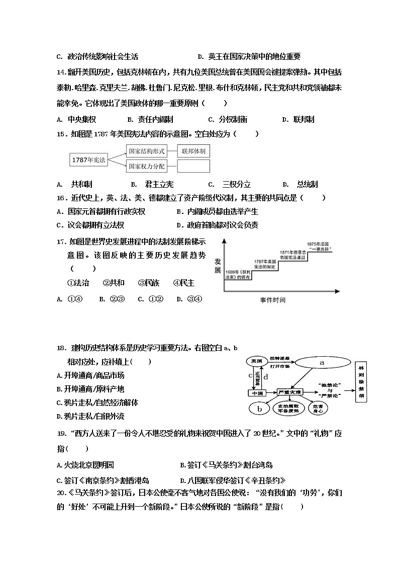 2018-2019学年黑龙江省牡丹江市第一高级中学高二上学期期中考试历史（理）试题 Word版03