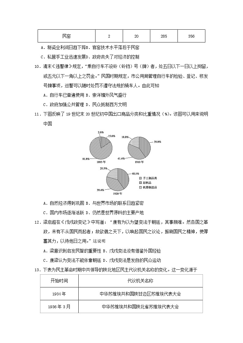 2018-2019学年甘肃省张掖市临泽县第一中学高二下学期期末考试历史试题 Word版03