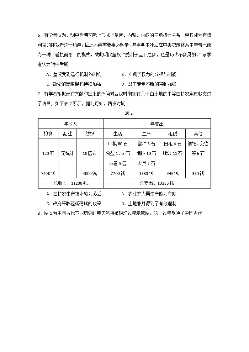 2018-2019学年内蒙古鄂尔多斯市第一中学高二下学期期末考试历史试题 Word版第2页