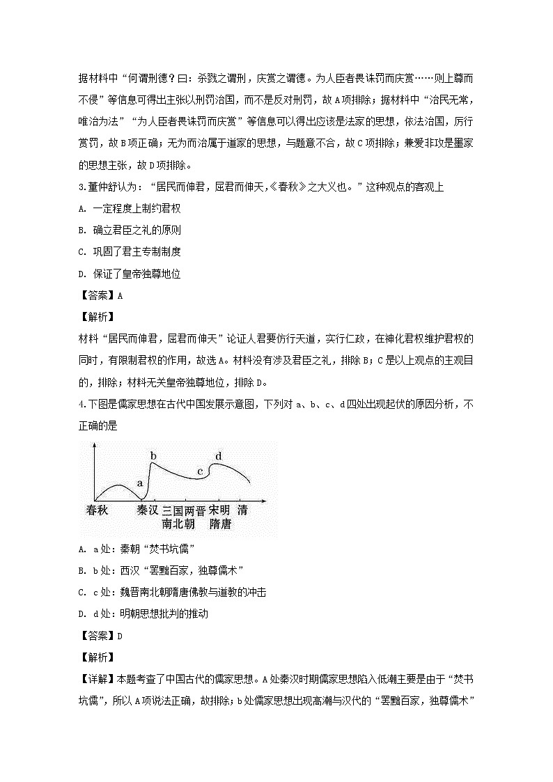 2018-2019学年吉林省扶余市第一中学高二上学期期末考试历史试题 解析版02