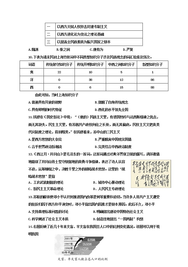 2018-2019学年江苏省扬州市高二上学期期末考试历史（选修） 试题（Word版）03