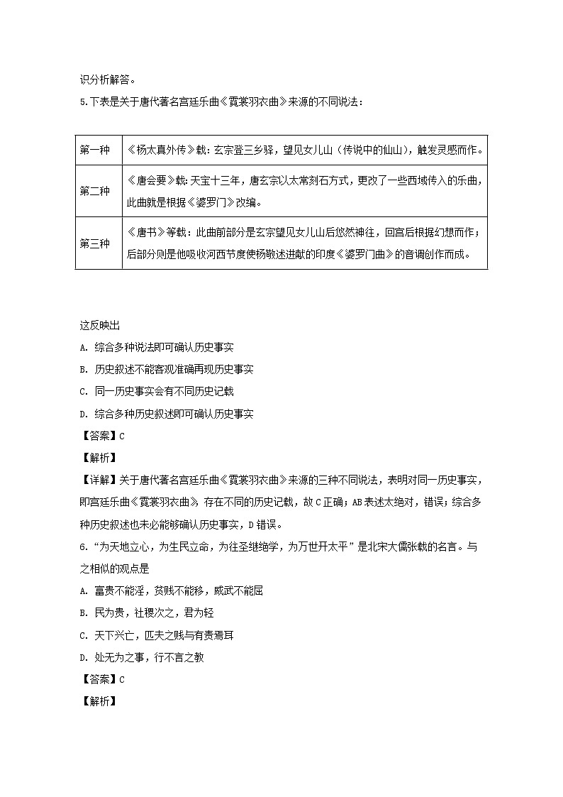 2018-2019学年福建省莆田第八中学高二上学期期末考试历史试题 解析版03