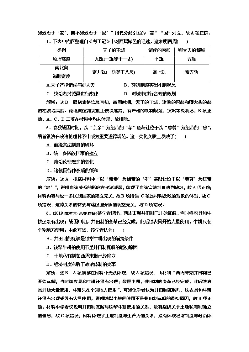 2019届二轮 从中华文明起源到秦汉大一统封建国家的建立与巩固 作业第2页