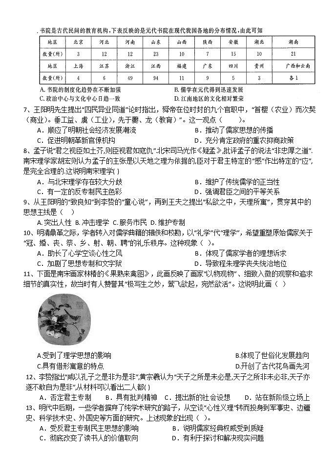 2019-2020学年山东省济南第一中学高二上学期期中考试历史试题 （word版）02