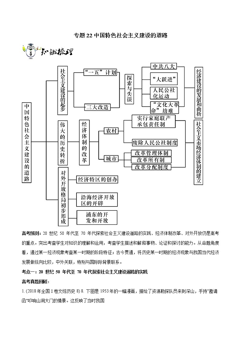 2019届二轮复习：专题22 中国特色社会主义建设的道路-学案第1页