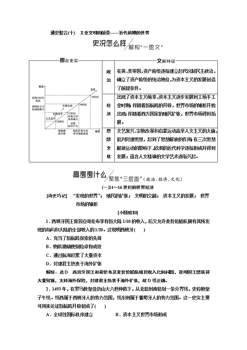 2019届二轮复习通史版 工业文明的前奏——近代前期的世界 学案第1页