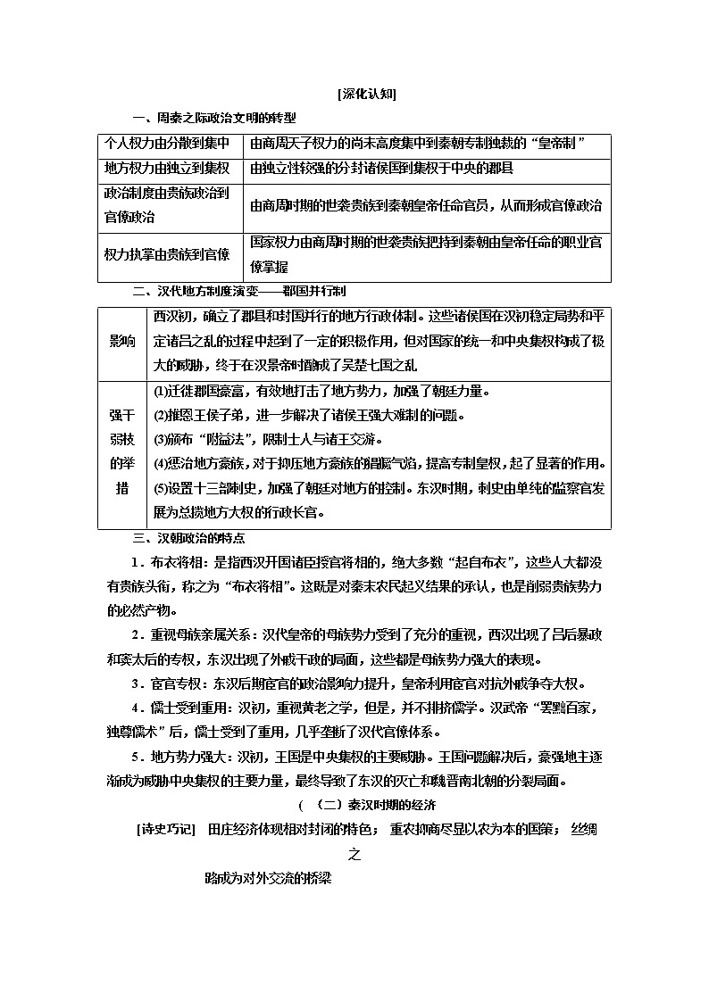 2019届二轮复习通史版 中华文明的发展——秦汉、魏晋时期 学案第3页