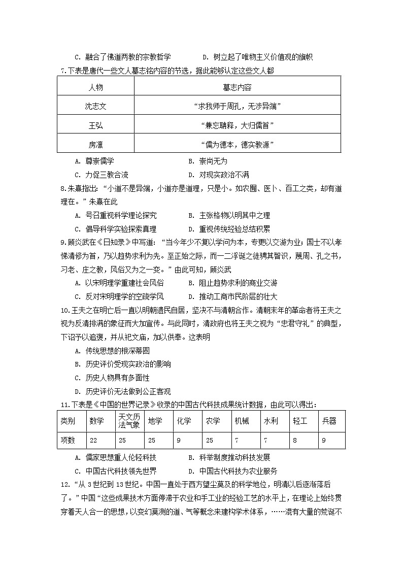 2019-2020学年河北省唐山遵化市高二上学期期中考试历史试题 Word版第2页