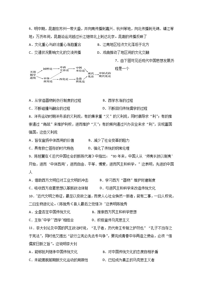 2019-2020学年河北省张家口市第一中学高二上学期期中考试历史试题 word版02