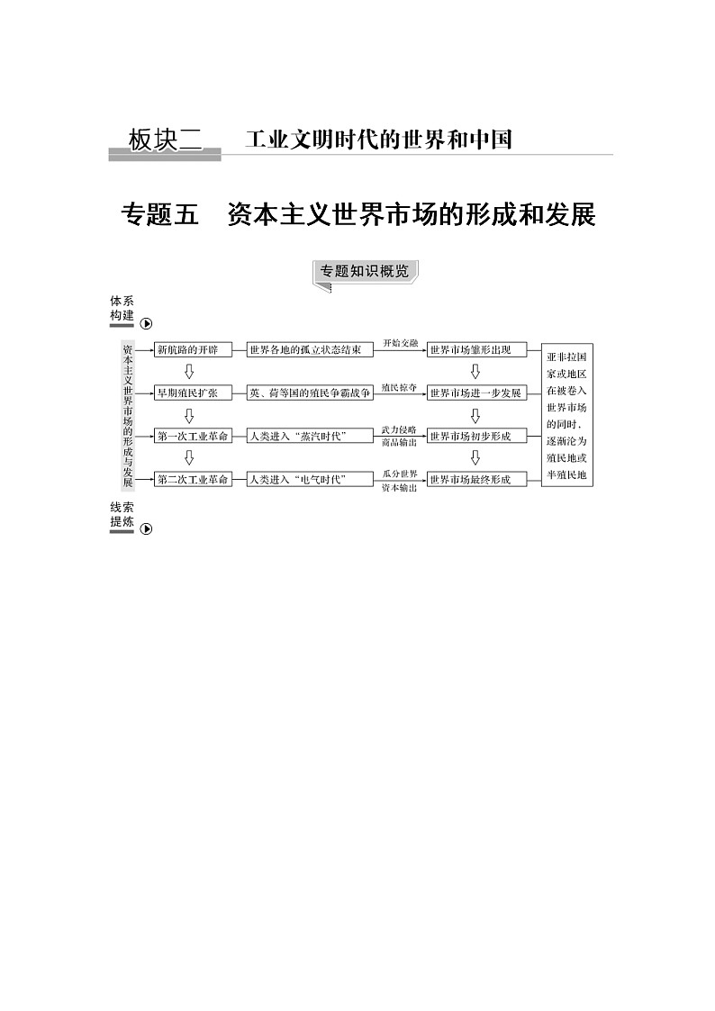 2019届二轮复习（提升版）专题五 资本主义世界市场的形成和发展 学案01