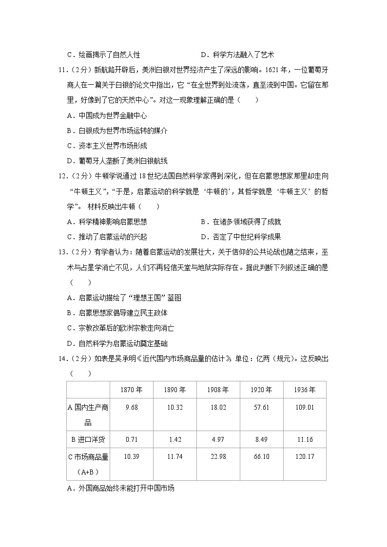 2019-2020学年江西省上饶市高二上学期期末历史试题 解析版03