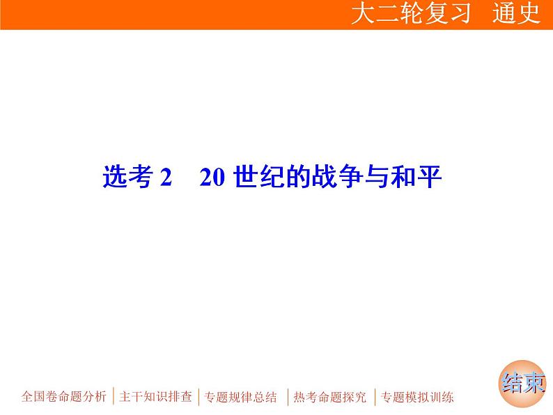 2019届二轮复习：专题六 选考2　20世纪的战争与和平【课件】（67张）01