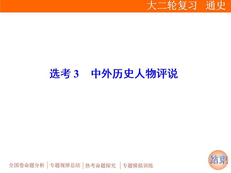 2019届二轮复习：专题六 选考3　中外历史人物评说【课件】（31张）01