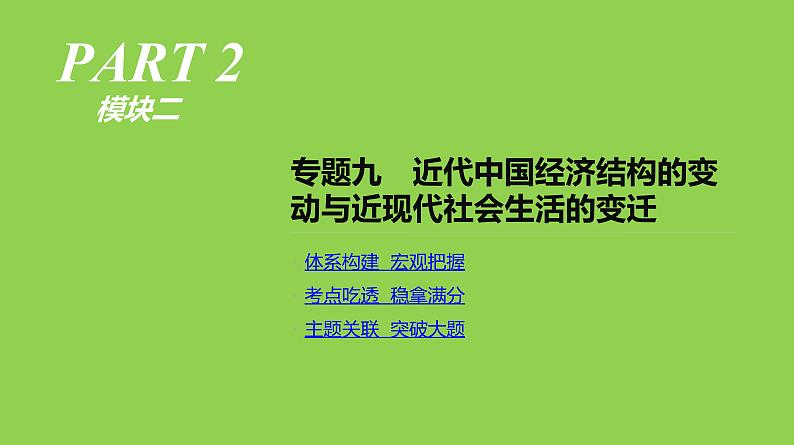 2019届二轮复习：专题九-近代中国经济结构的变动与近现代社会生活的变迁【课件】（97张）01