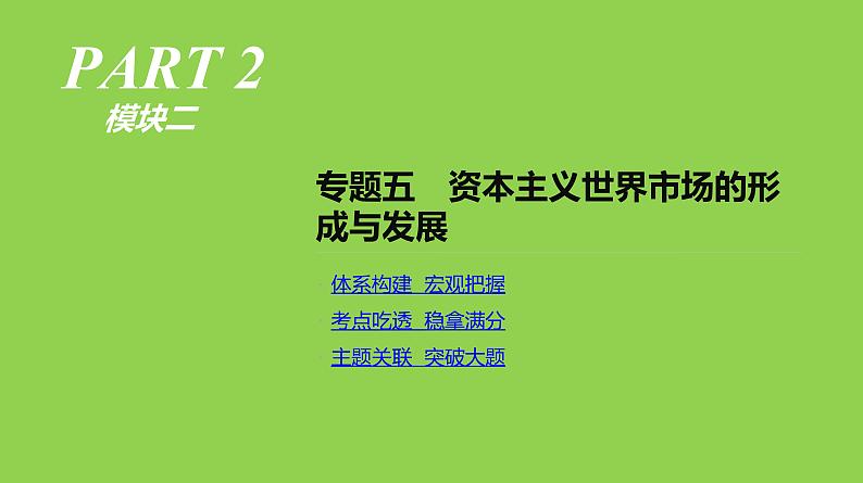 2019届二轮复习：专题五-资本主义世界市场的形成与发展【课件】（71张）第1页