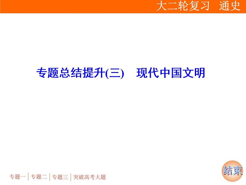 2019届二轮复习：专题总结提升(三)　现代中国文明【课件】（56张）01