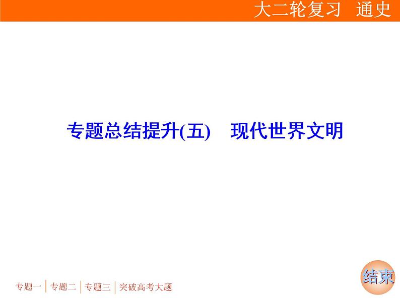 2019届二轮复习：专题总结提升(五)　现代世界文明【课件】（59张）01