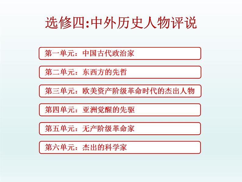 2019届二轮复习：第二十一讲 选修四：中外历史人物评说 （课件）(共47张PPT)01