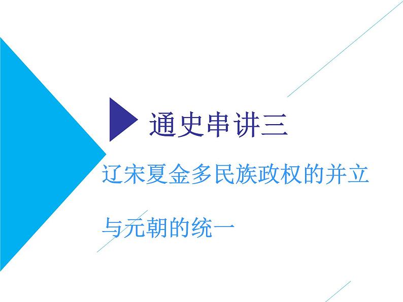 2019届二轮复习：通史三　辽宋夏金多民族政权的并立与元朝的统一 【课件】（88张）01