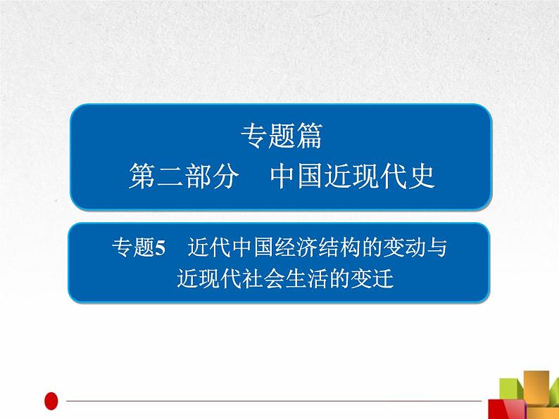 2019届二轮复习：专题5  近代中国经济结构的变动与近现代社会生活的变迁【课件】（70张）第1页