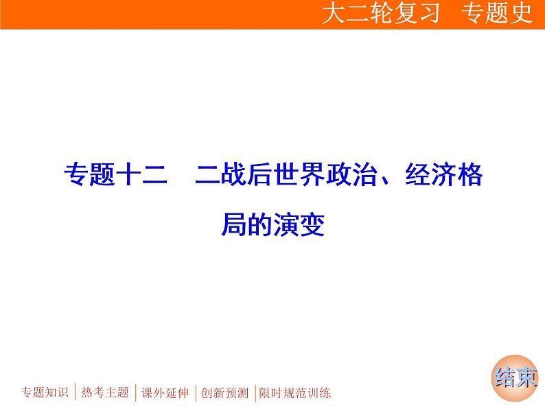 2019届二轮复习：板块三 专题十二　二战后世界政治、经济格局的演变 (课件)（77张）01