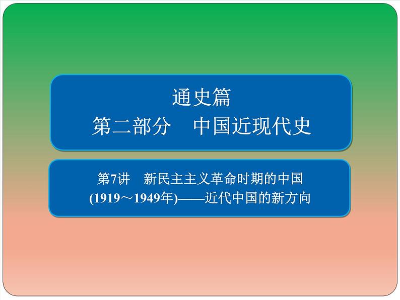 2019届二轮复习：第7讲　新民主主义革命时期的中国(1919～1949年)——近代中国的新方向 【课件】（107张）01