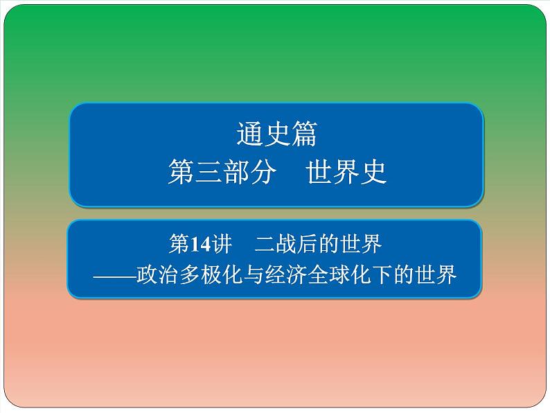 2019届二轮复习：第14讲　二战后的世界——政治多极化与经济全球化下的世界 【课件】（105张）01