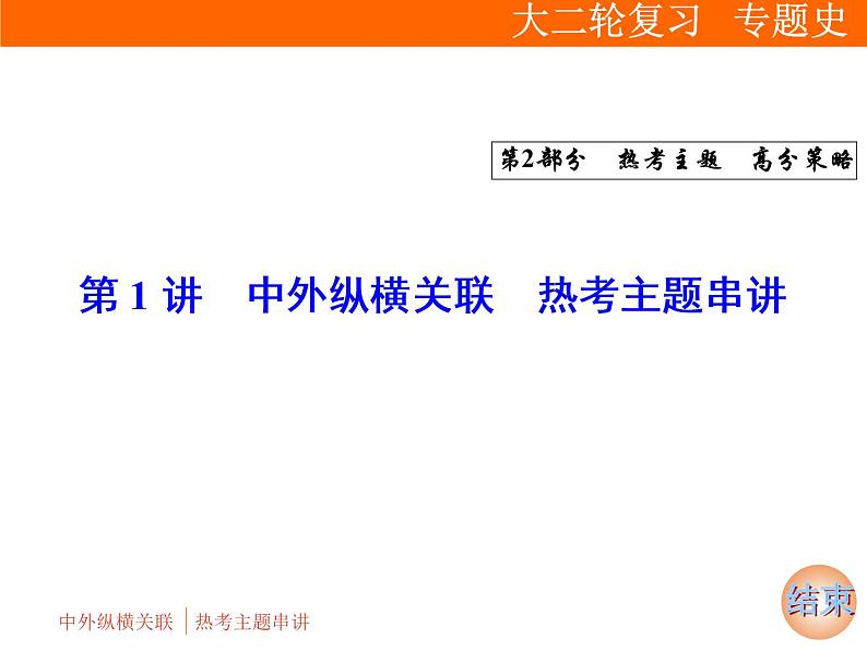 2019届二轮复习：第二部分 第1讲 中外纵横关联  热考主题串讲 (课件)（194张）01